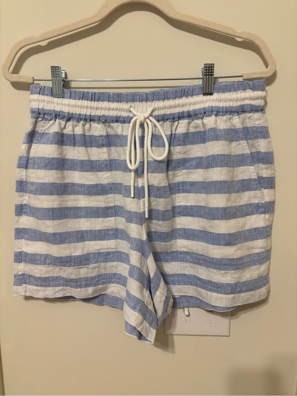 Lou & Grey Blue and White Striped Drawstring Shorts - Picture 1 of 4